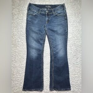 Silver Jeans Womens 30 Suki Surplus Flare Low Rise Flap Pockets Embroidered